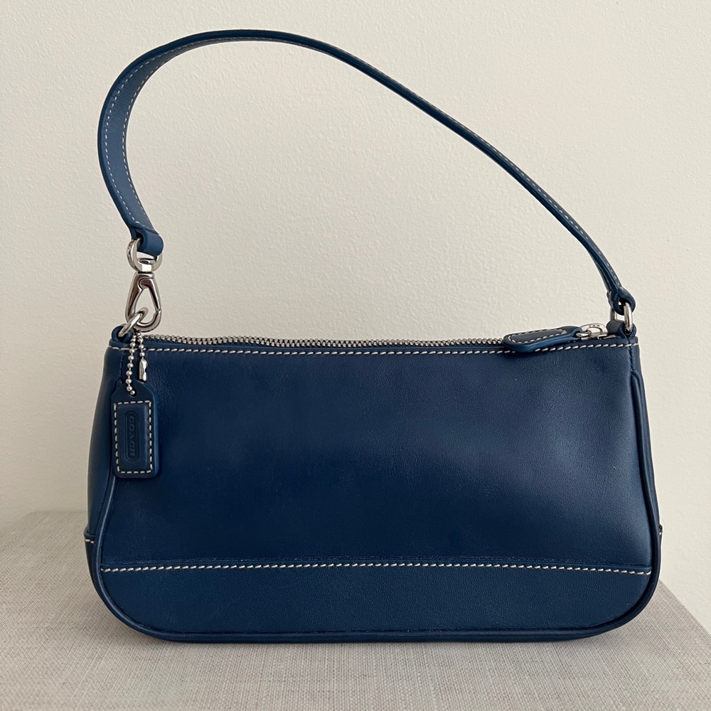 Coach Blue Leather Pouchette Shoulder Bag